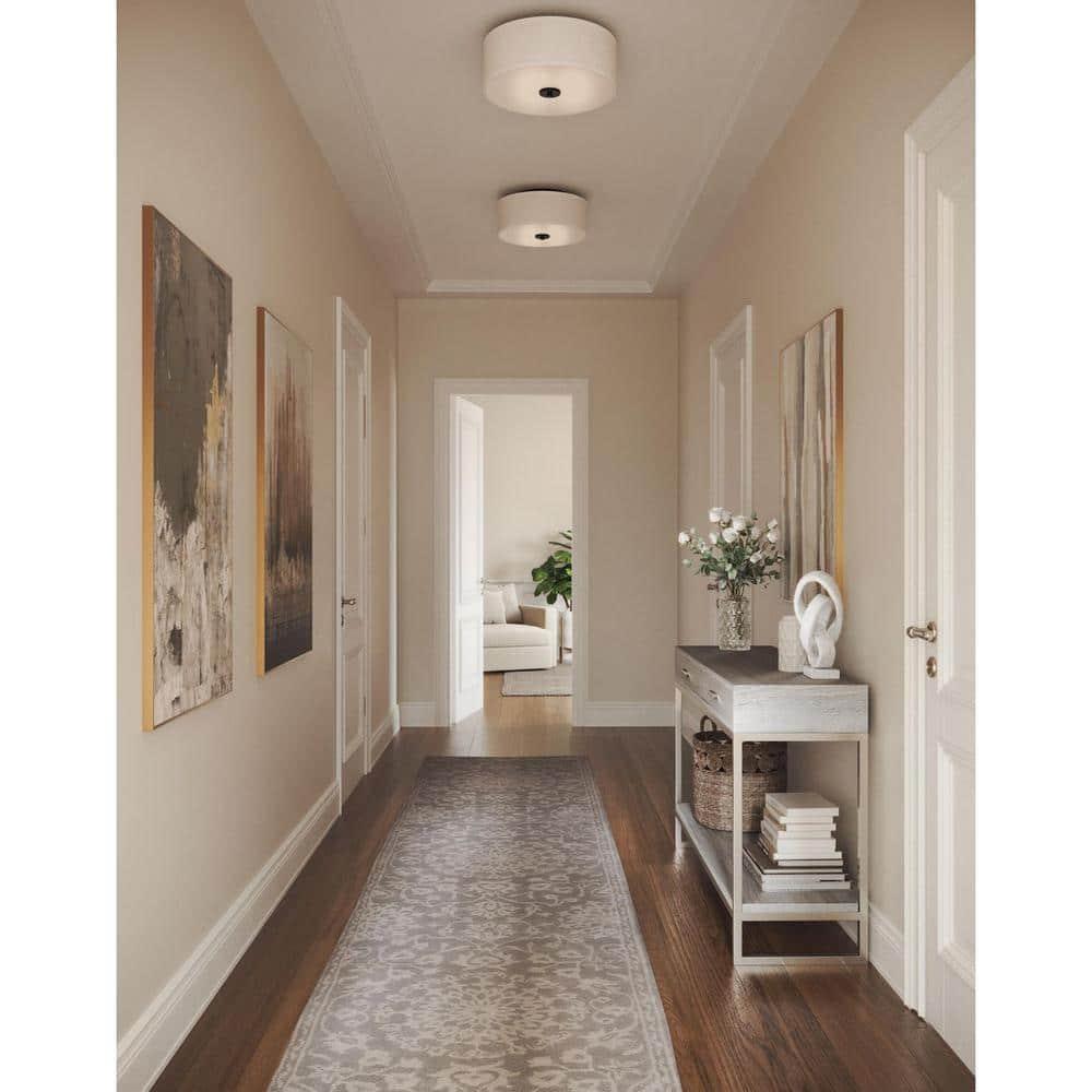 Progress Lighting Inspire Collection 1-Light LED Flush Mount, Graphite Finish, Fabric Shade