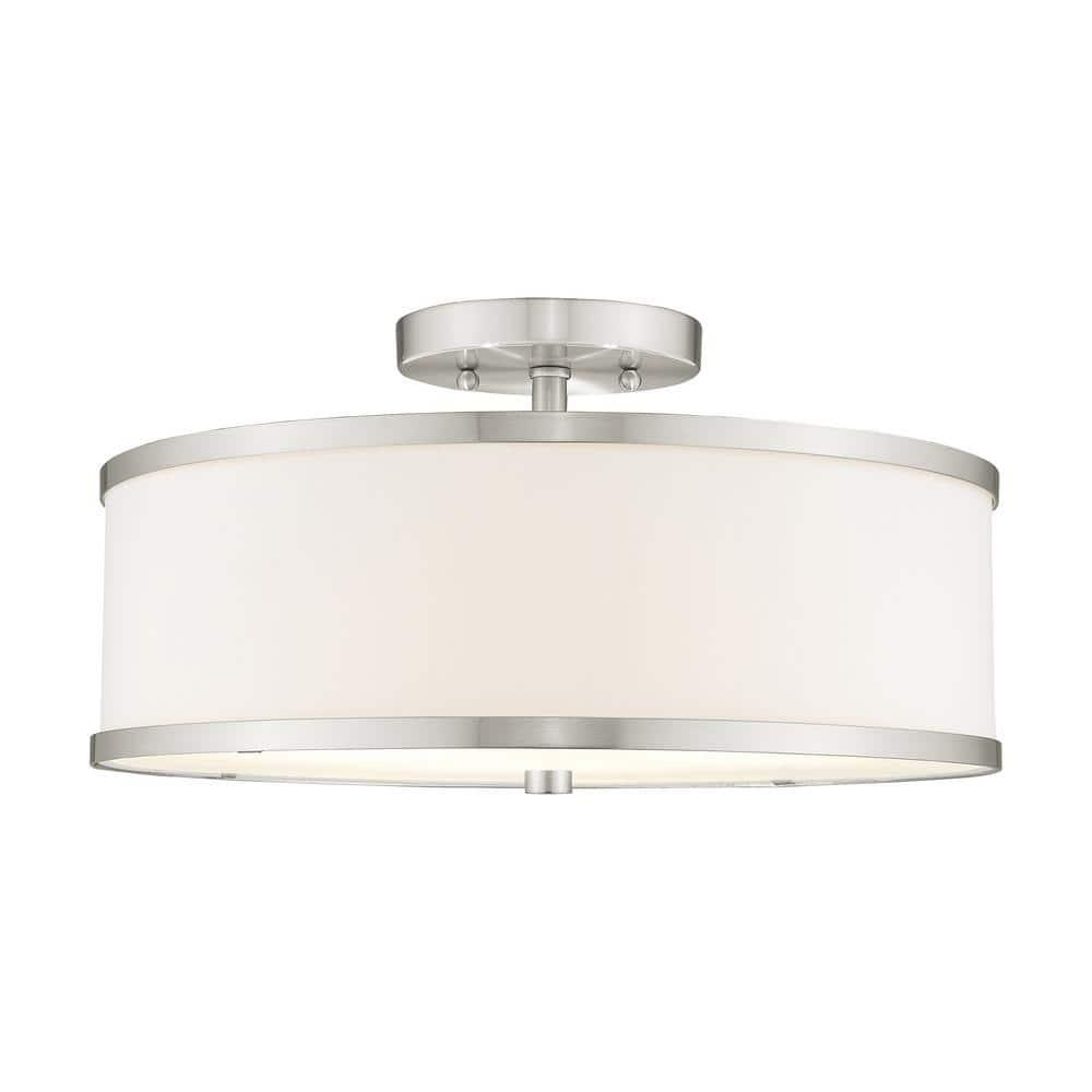 Livex Lighting Park Ridge 3 - Light Semi-Flush Mount in  Brushed Nickel