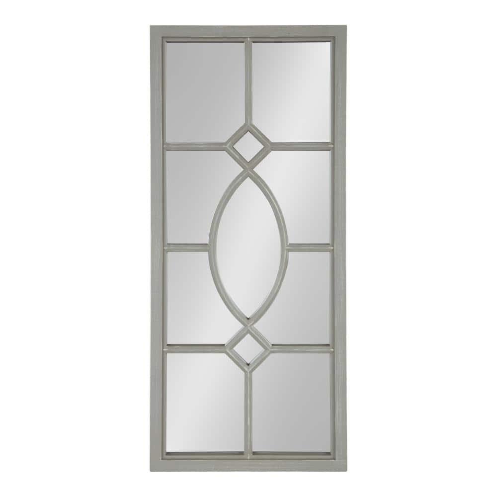 Kate and Laurel Cassat Casual Farmhouse Window Wall Accent Mirror, Rustic Gray