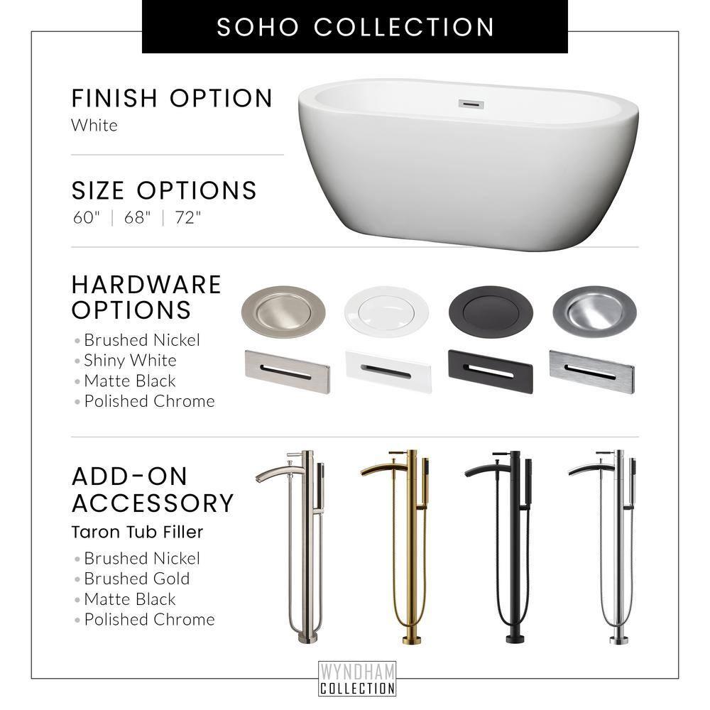 Soho 72'' x 31'' Freestanding Soaking Acrylic Bathtub