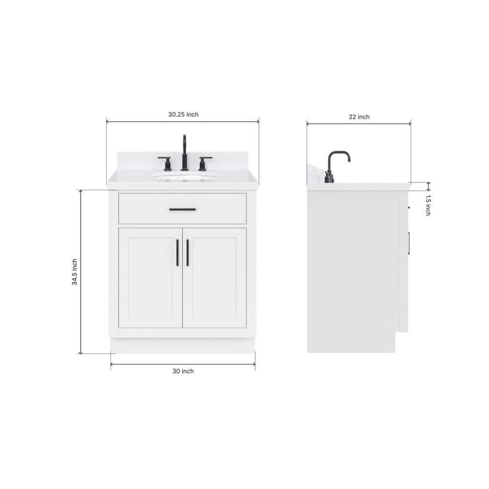 Tidworth 30.25'' Single Bathroom Vanity with Carrara Quartz Top
