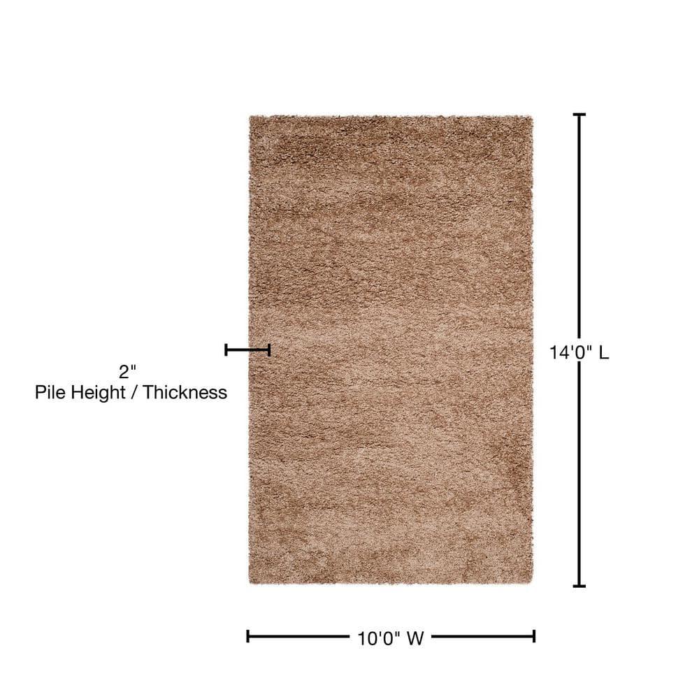 Safavieh Milan Shag 10 x 14 (ft) Loomed Polypropylene Dark Beige Rectangular Indoor Solid Area rug