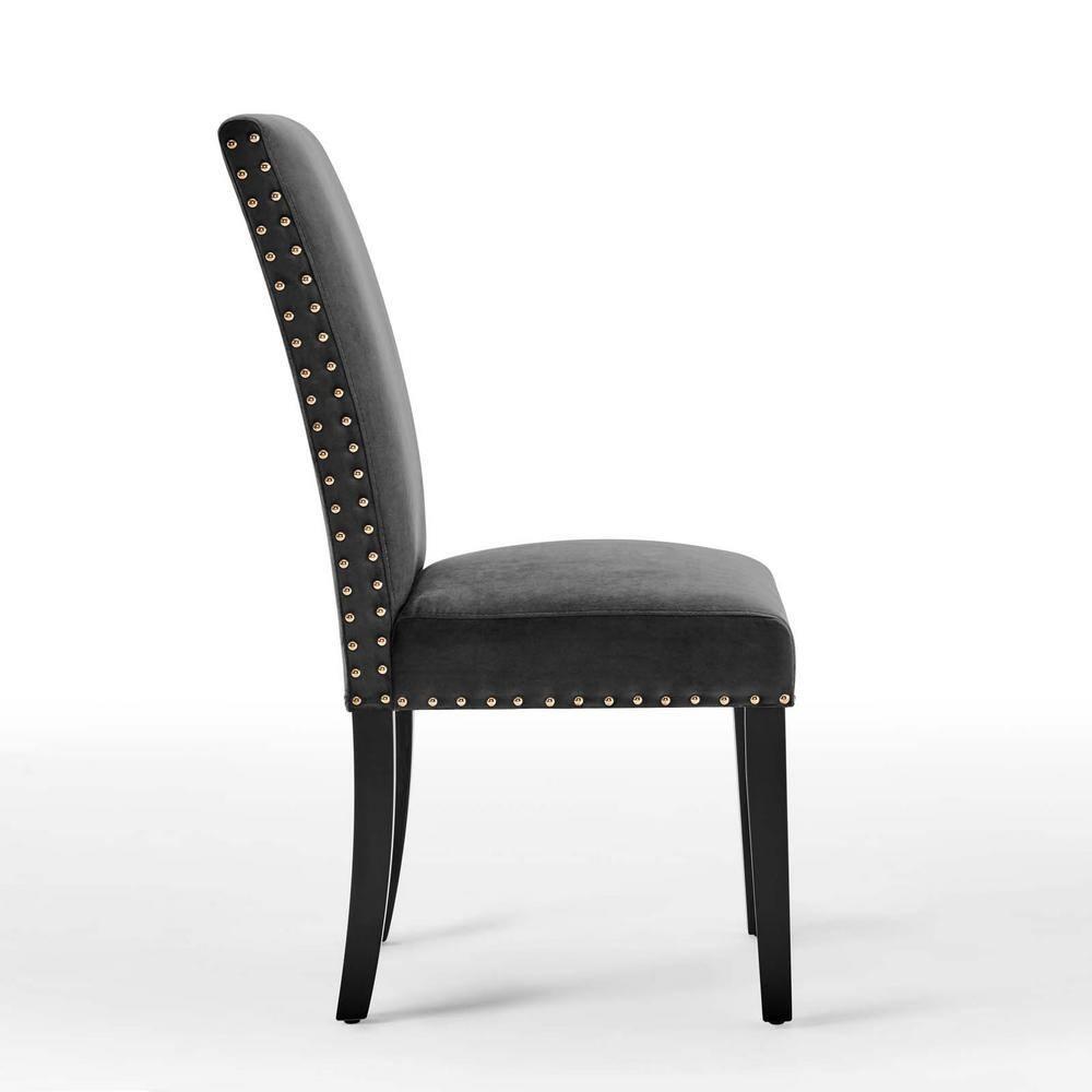 Modway Silver Orchid Lind Velvet Nailhead Trim Dining Side Chairs