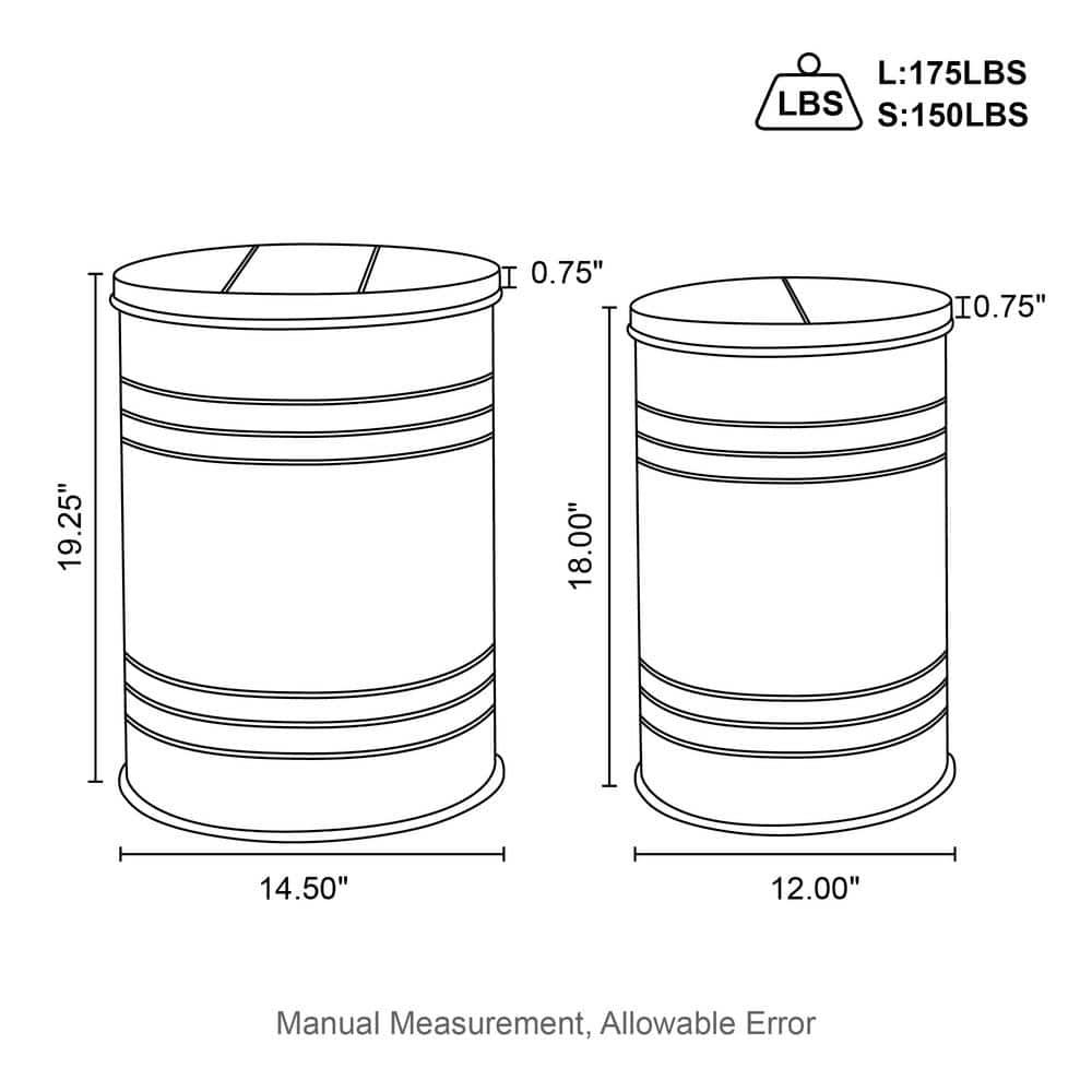 White Metal and Wood Farmhouse Storage Accent Stools, Set of 2