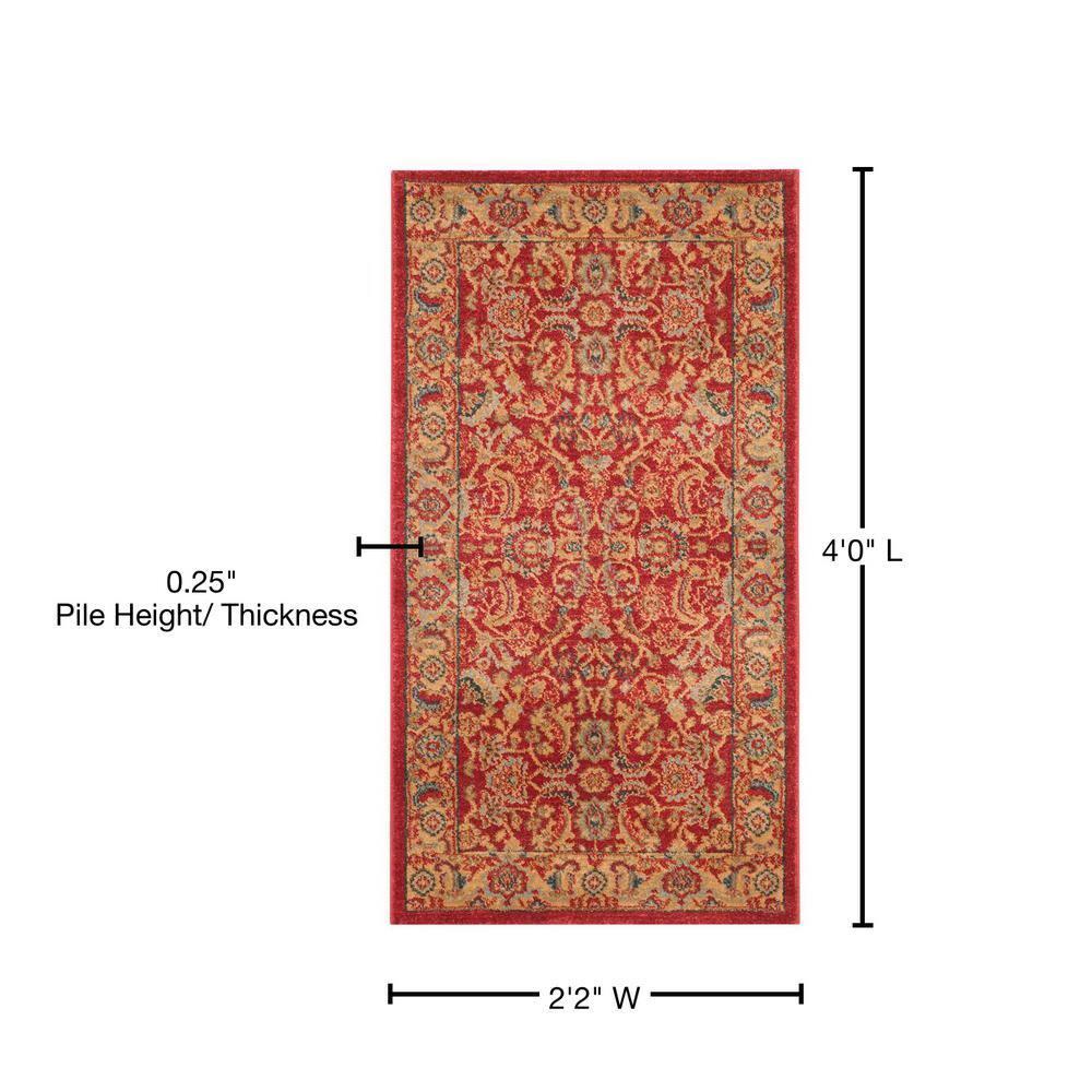Mahal MAH699 Power Loomed Indoor Accent Rug - Red/Natural - 2'2"x4' - Safavieh.