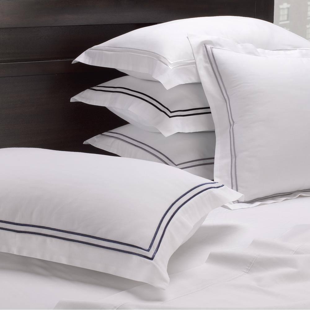 Ella Jayne Home Ella Jayne Cotton Duvet Cover with Satin Satin Stitching 3-Piece Set, White with White Satin Stitching
