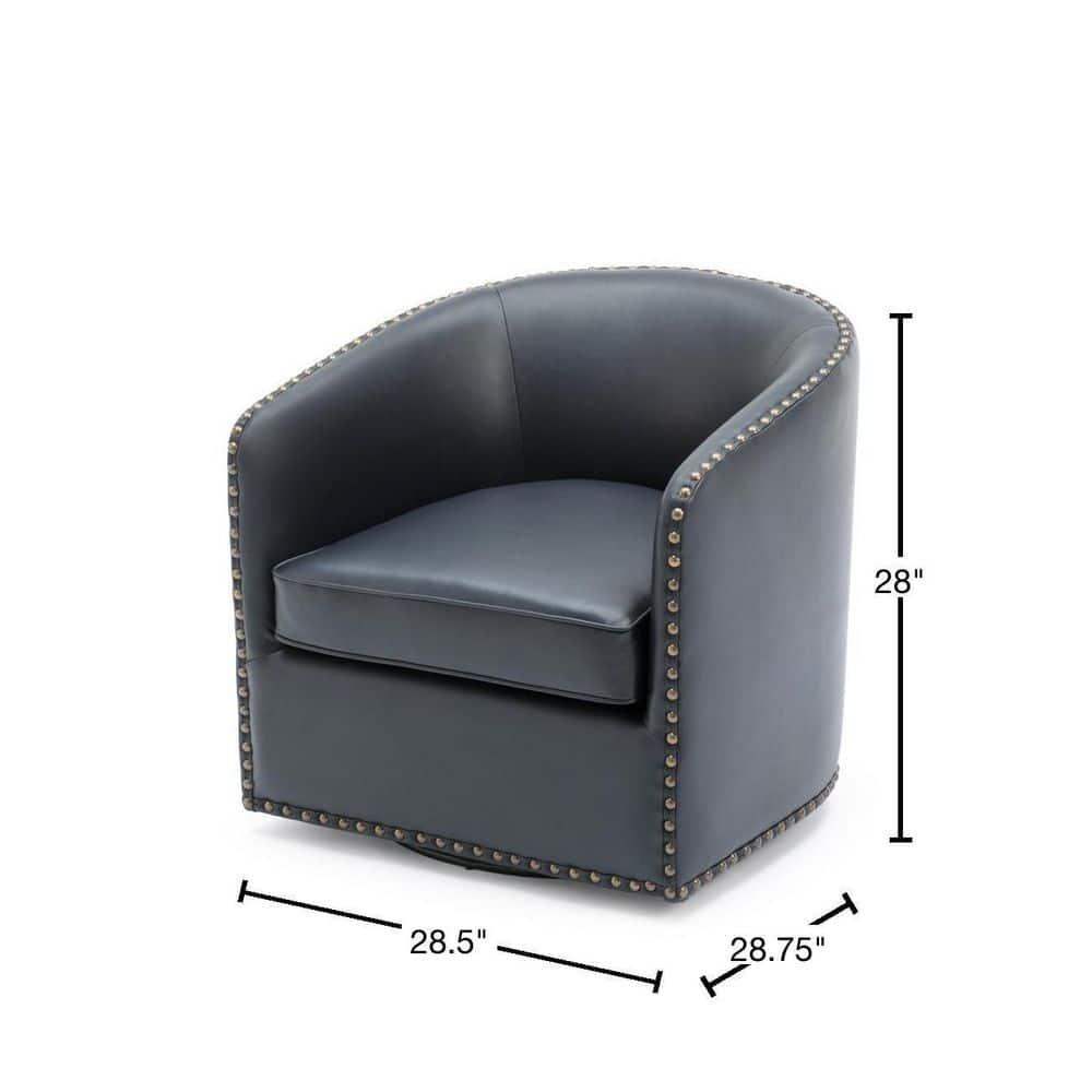 Comfort Pointe Tyler Swivel Arm Chair Midnight Blue: Upholstered, Nailhead Trim, Foam Filled, Wood Frame