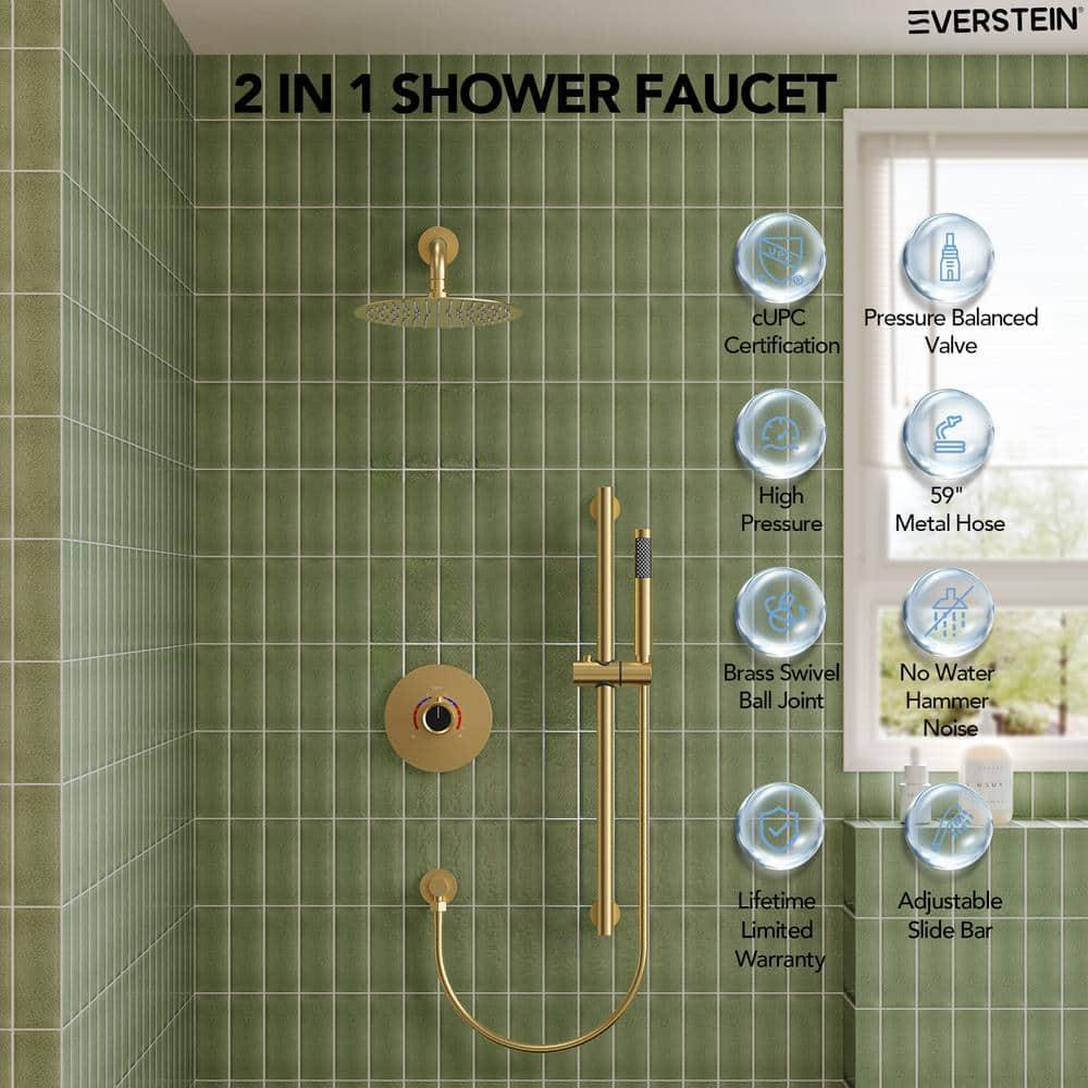 RainfallCascade 10" Pressure Balanced Slide BarShower System with Rough-In Valve