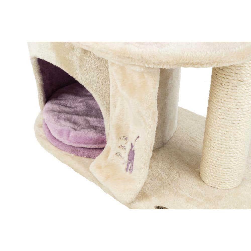 TRIXIE My Kitty Darling Castle Condo, Plush Cat Tree, Sisal Scratching Post, Removable Bed, Crinkling Blanket, Cat Toy