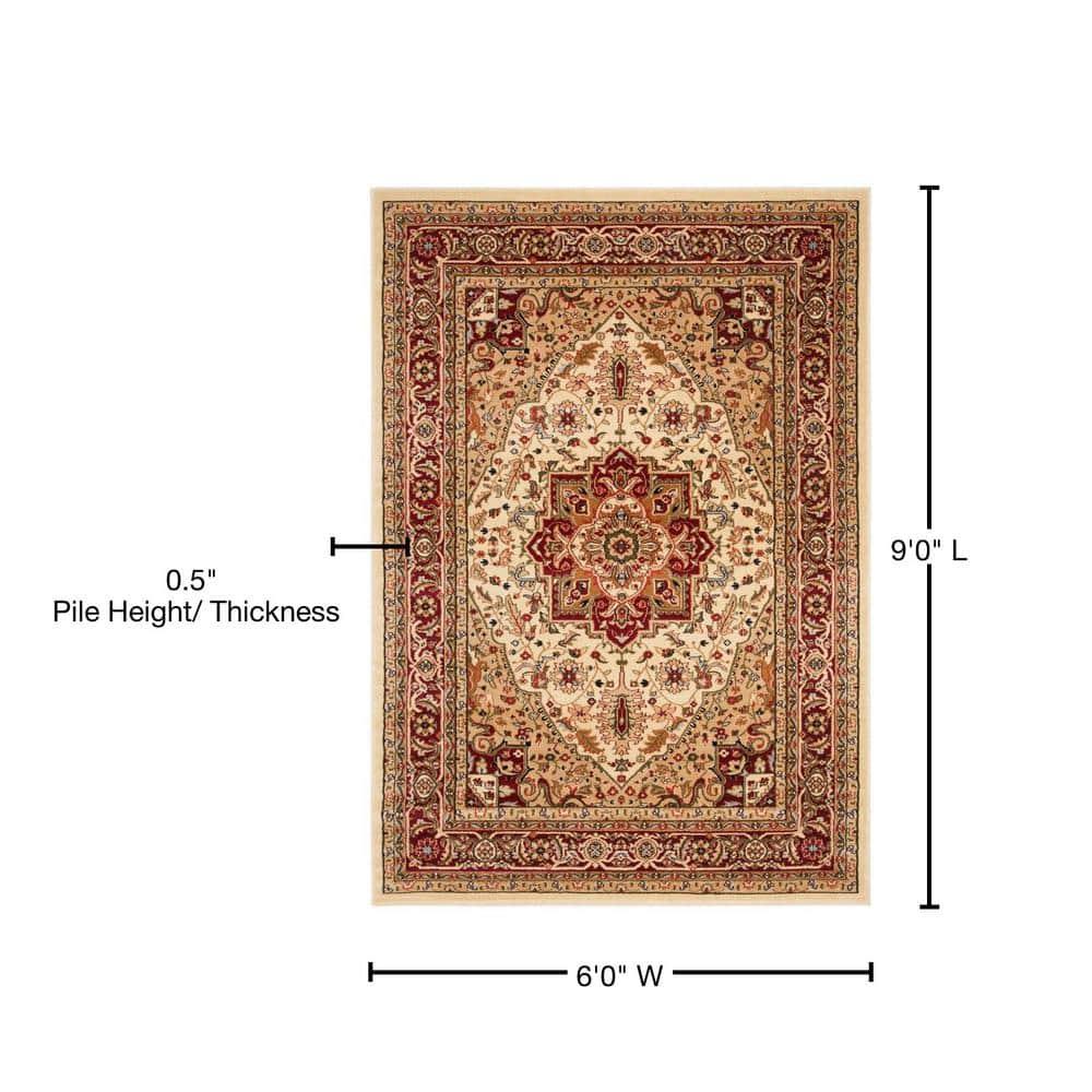 Lyndhurst Heriz LNH330 Power Loomed Area Rug - Ivory/Red - 6'x9' - Safavieh