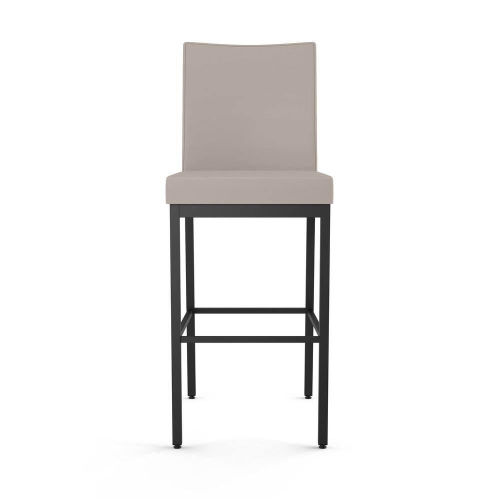 Amisco Perry Upholstered Barstool Cream/Black: Faux Leather, Steel Frame, 30" Height