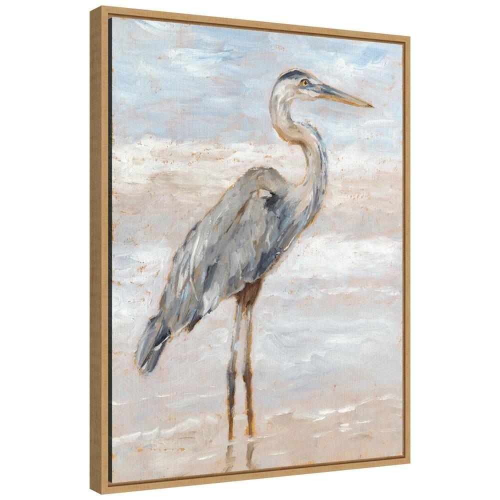 Amanti Art 18"x24" Beach Heron I by Ethan Harper Framed Canvas Wall Art Print: Hand-Stretched, Modern Decor, Polystyrene Frame