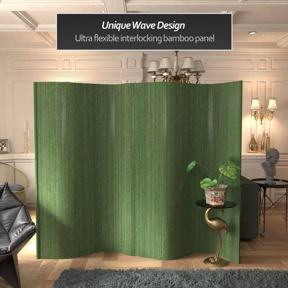 6 ft. Tall Bamboo Wave Screen - Distressed Green