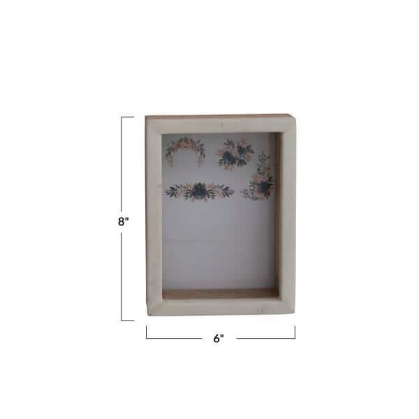 White and Natural Marble and Wood Shadow Box Photo Frame