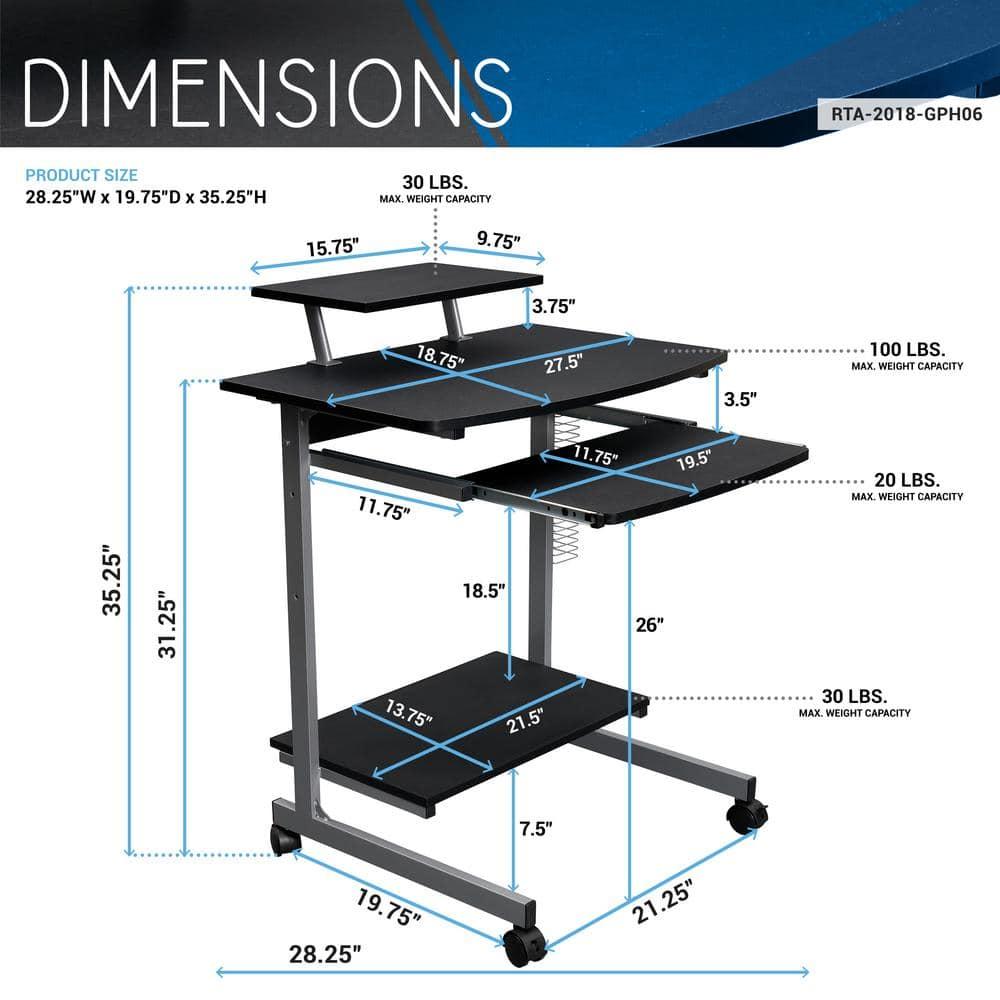 Techni Mobili Solid Wood Top Metal Base Standing Desk