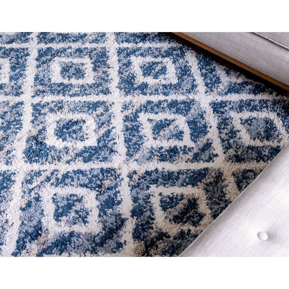 Hygge Shag Diamond Blue 8 ft. x 10 ft. Area Rug
