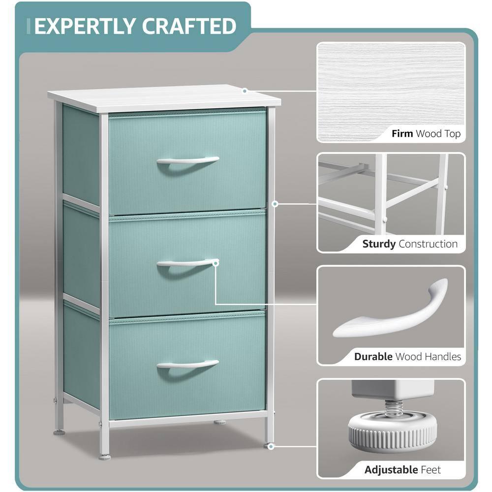 Sorbus Sorbus 3 Drawers Nightstand with Steel Frame and Wood Top