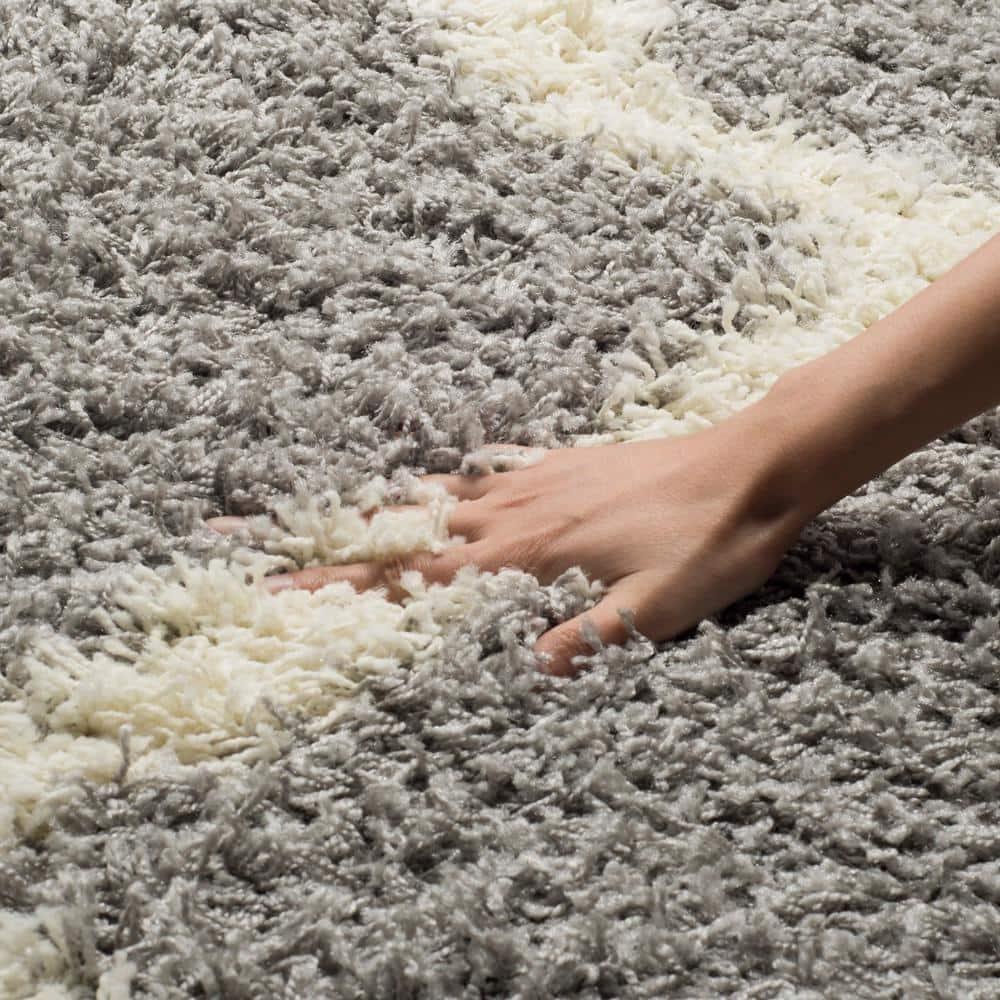 Dallas Shag SGD257 Power Loomed Area Rug - Grey/Ivory - 6'x6' - Safavieh.