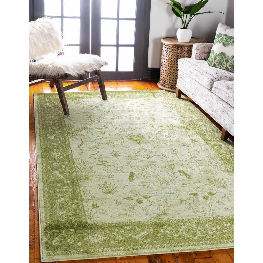Unique Loom 9' 0 x 12' 0 Light Green La Jolla Floral Area Rug