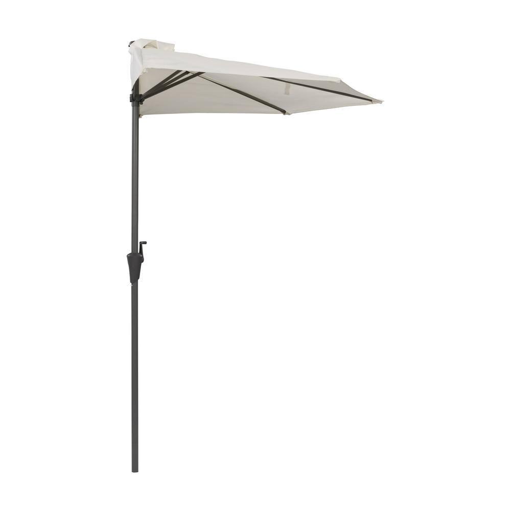 8.5'ft. Steel Market Half Patio Umbrella in Off White