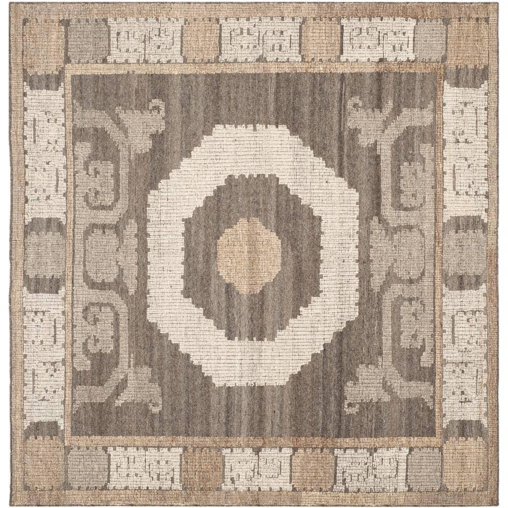 Kenya KNY313 Hand Knotted Area Rug - Ivory/Brown - 7'x7' - Safavieh.