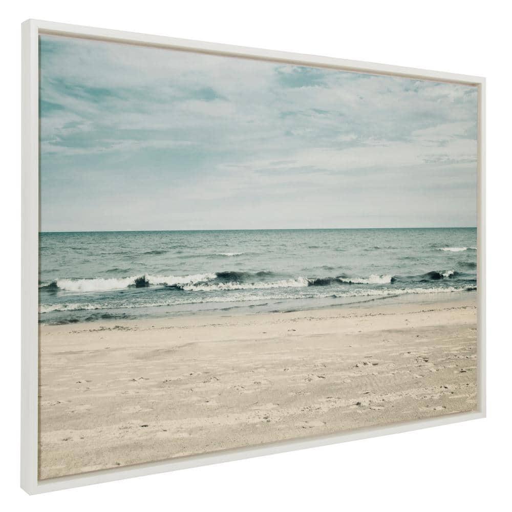 28" x 38" Sylvie Beach 2 Framed Canvas by Emiko and Mark Franzen White - Kate & Laurel All Things Decor: Modern Nautical Wall Art