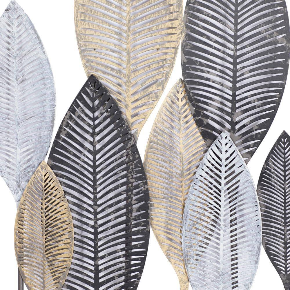 DecMode Bronze Metal Leaf Wall Decor with Black Frame