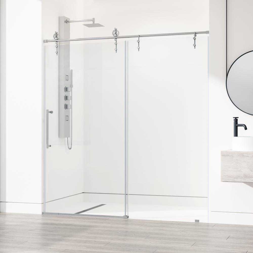 Hamilton 56-60" W x 78" H Sliding Frameless Shower Door with 3/8" Clear Glass