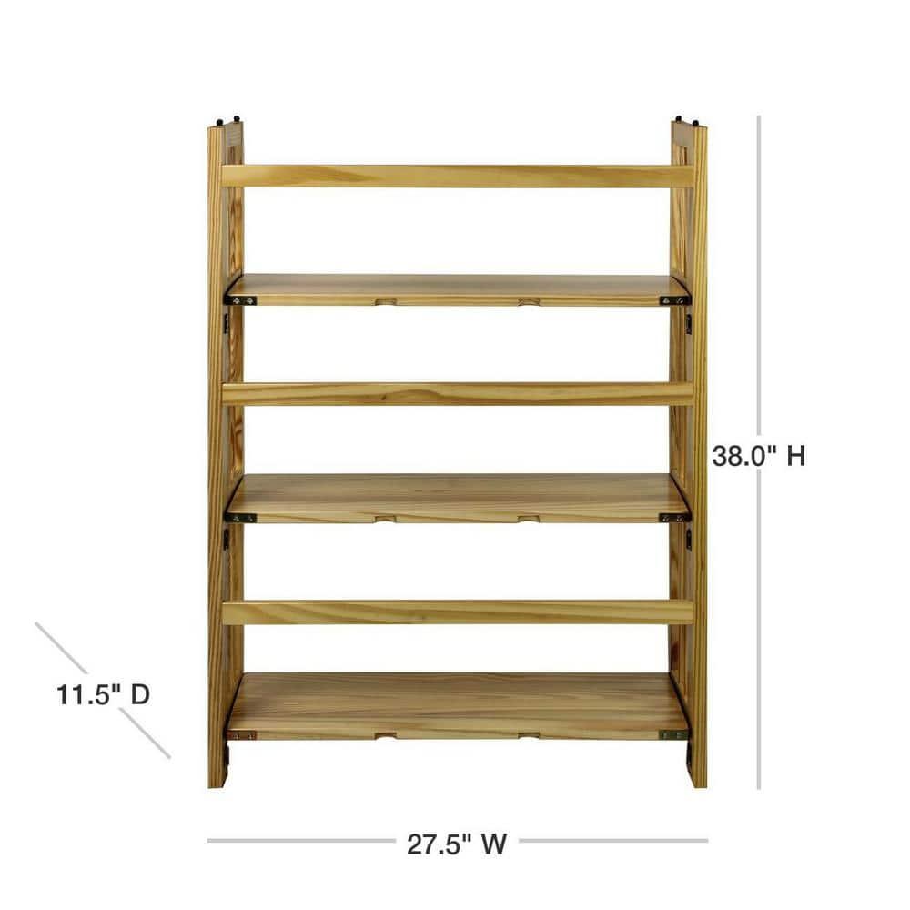 3-Shelf Folding Stackable Bookcase 27.5" Wide-Natu