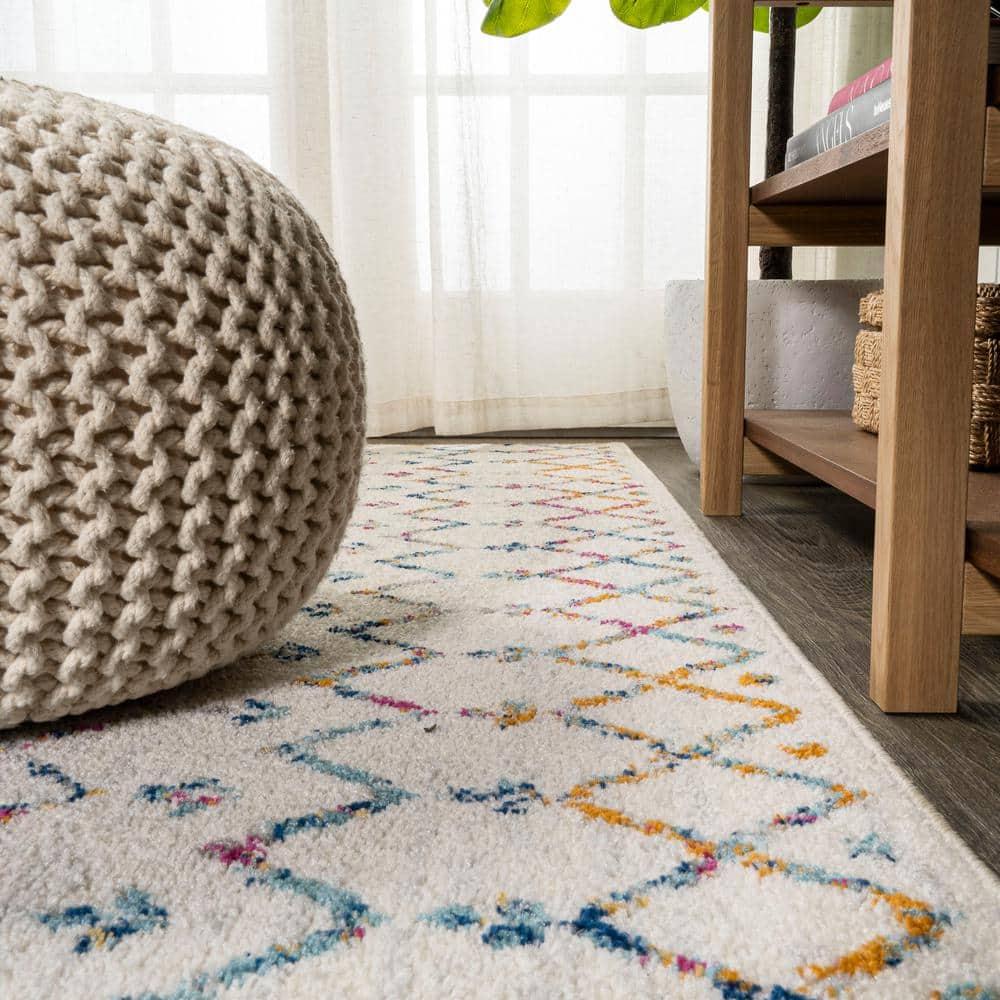 JONATHAN Y Moroccan HYPE Boho Vintage Diamond Ivory/Multi 5' Square Area Rug