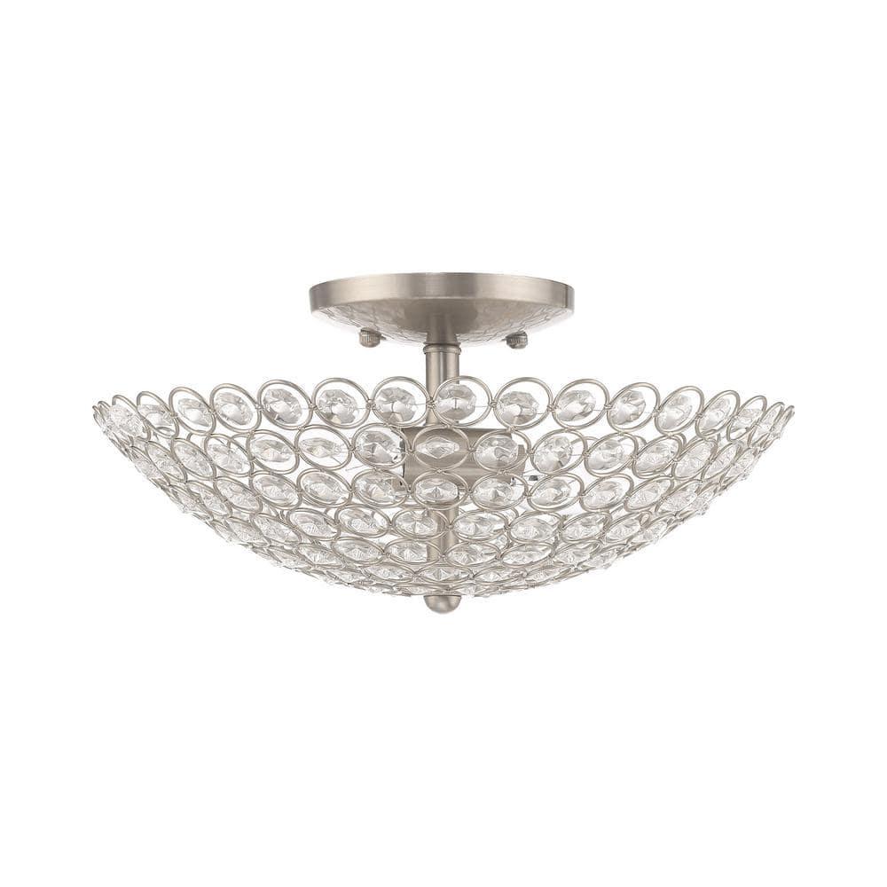 Livex Lighting Cassandra 2 - Light Semi-Flush Mount in  Brushed Nickel