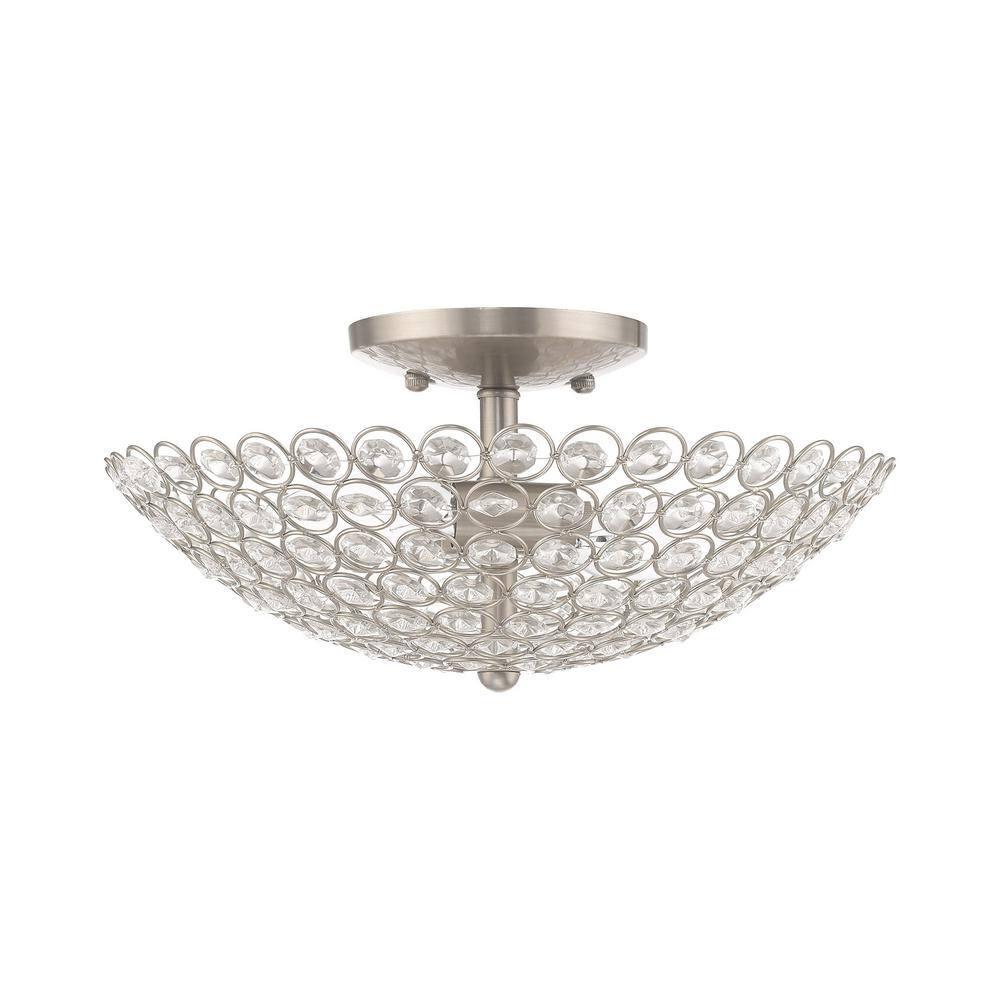 Livex Lighting Cassandra 2 - Light Semi-Flush Mount in  Brushed Nickel