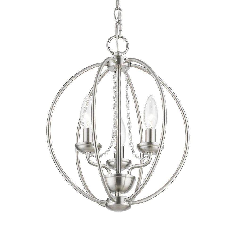 Delridge 12 in.  3-Light Brushed Nickel Globe Convertible Chandelier/Semi Flush with Clear Crystals