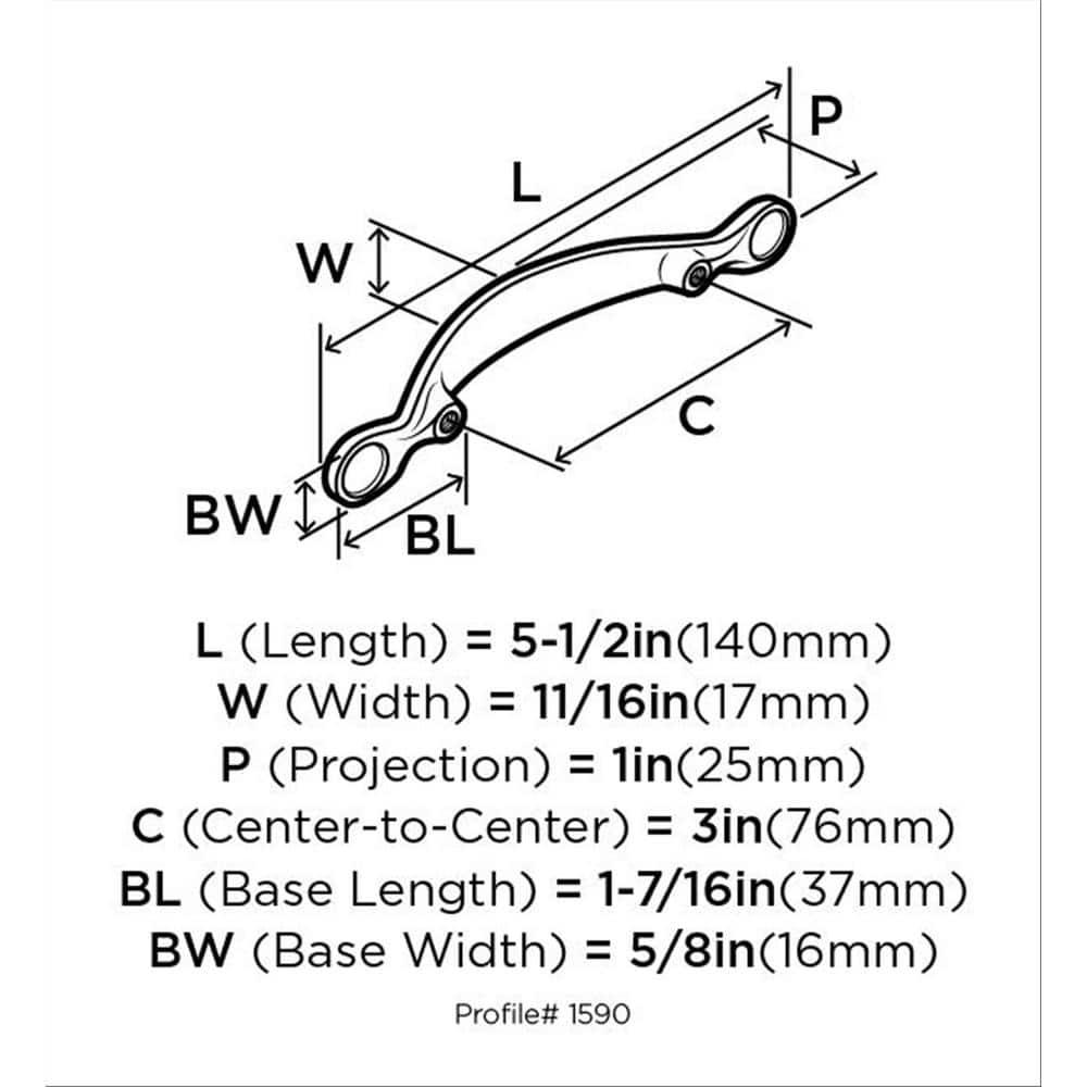 Amerock Inspirations 3 inch (76mm) Center-to-Center Oil-Rubbed Bronze Cabinet Pull