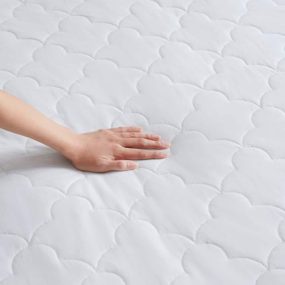 Sleep Philosophy King All Natural Cotton Percale Quilted Mattress Pad White: Cooling, 135 Thread Count, Fits 16" Depth