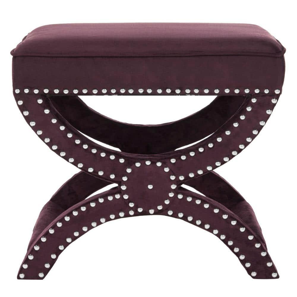 Mystic Ottoman with Silver Nail Heads - Plum - Safavieh