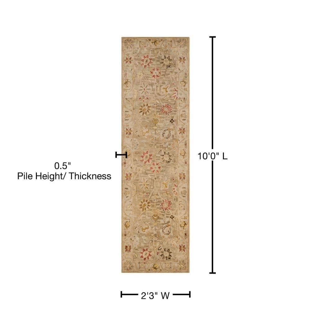 Antiquity AT859 Hand Tufted Indoor Runner Rug - Taupe/Beige - 2'3"x10' - Safavieh