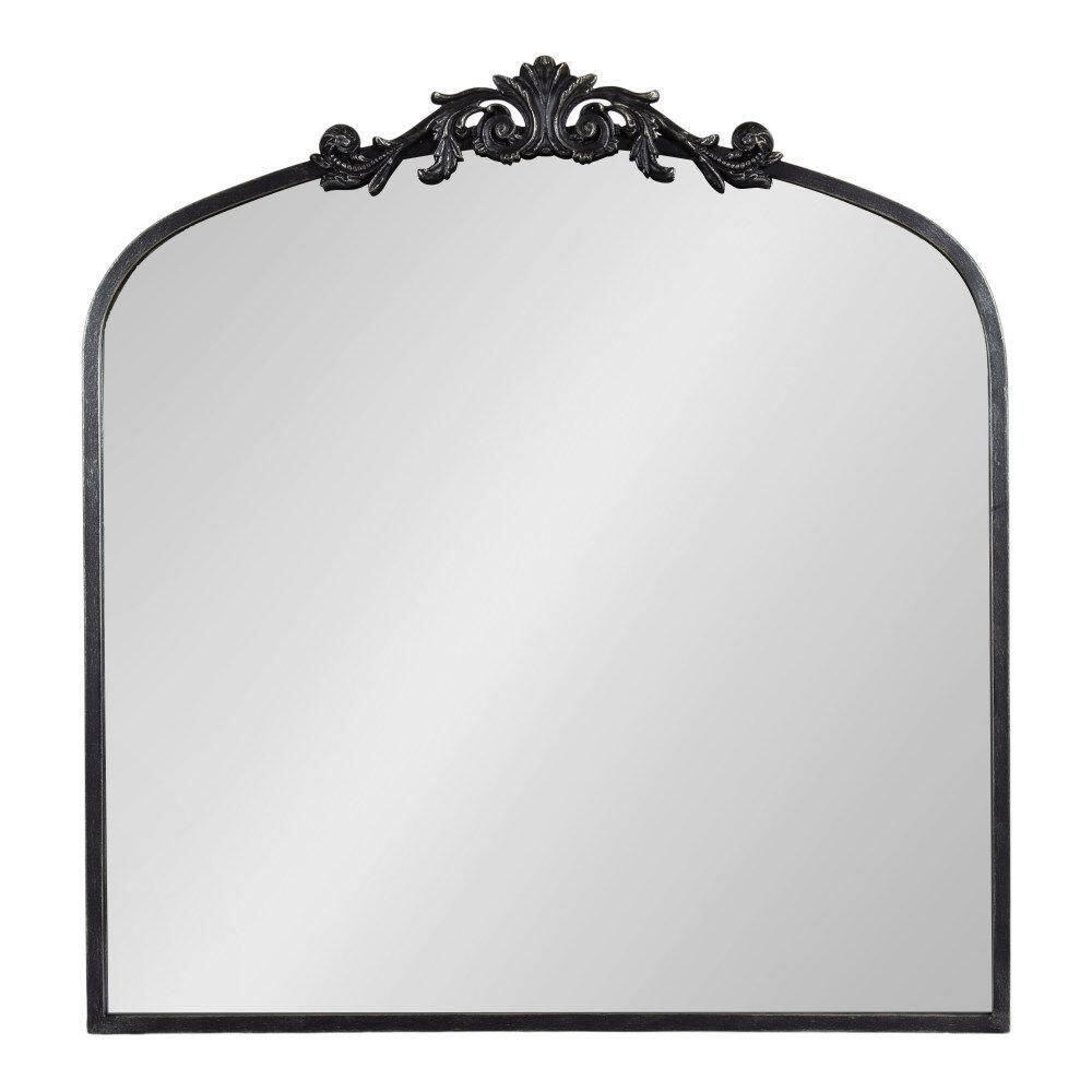 Kate & Laurel All Things Decor 28"x30" Arendahl Traditional Arch Mirror Black: Baroque-Inspired, No Assembly Required