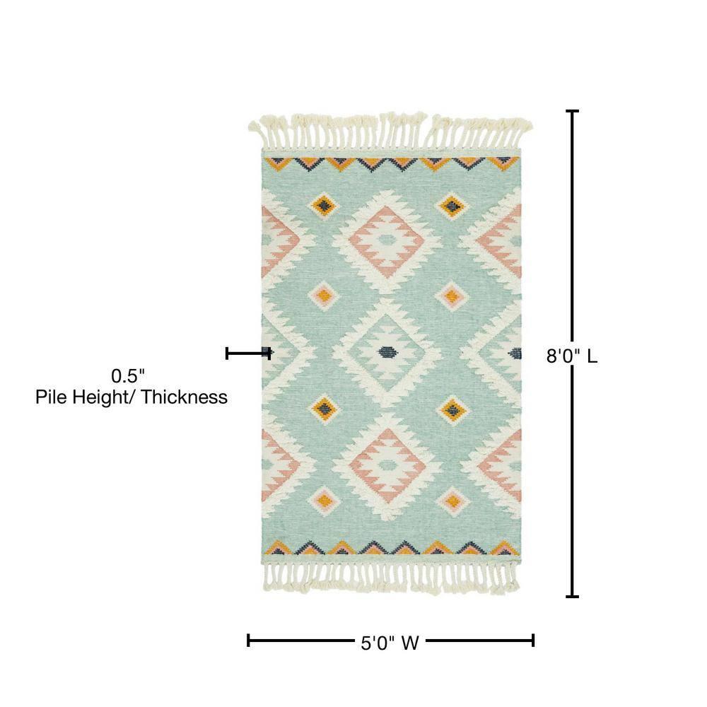 Unique Loom 5' 1 x 8' 0 Mesa Papago Light Aqua Area Rug