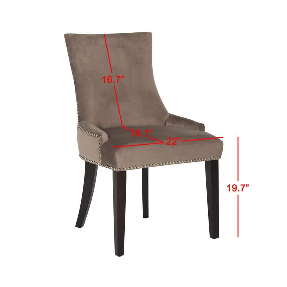 Lester 19"H Dining Chair (Set of 2) with Nickel Nail Heads - Mushroom - Safavieh
