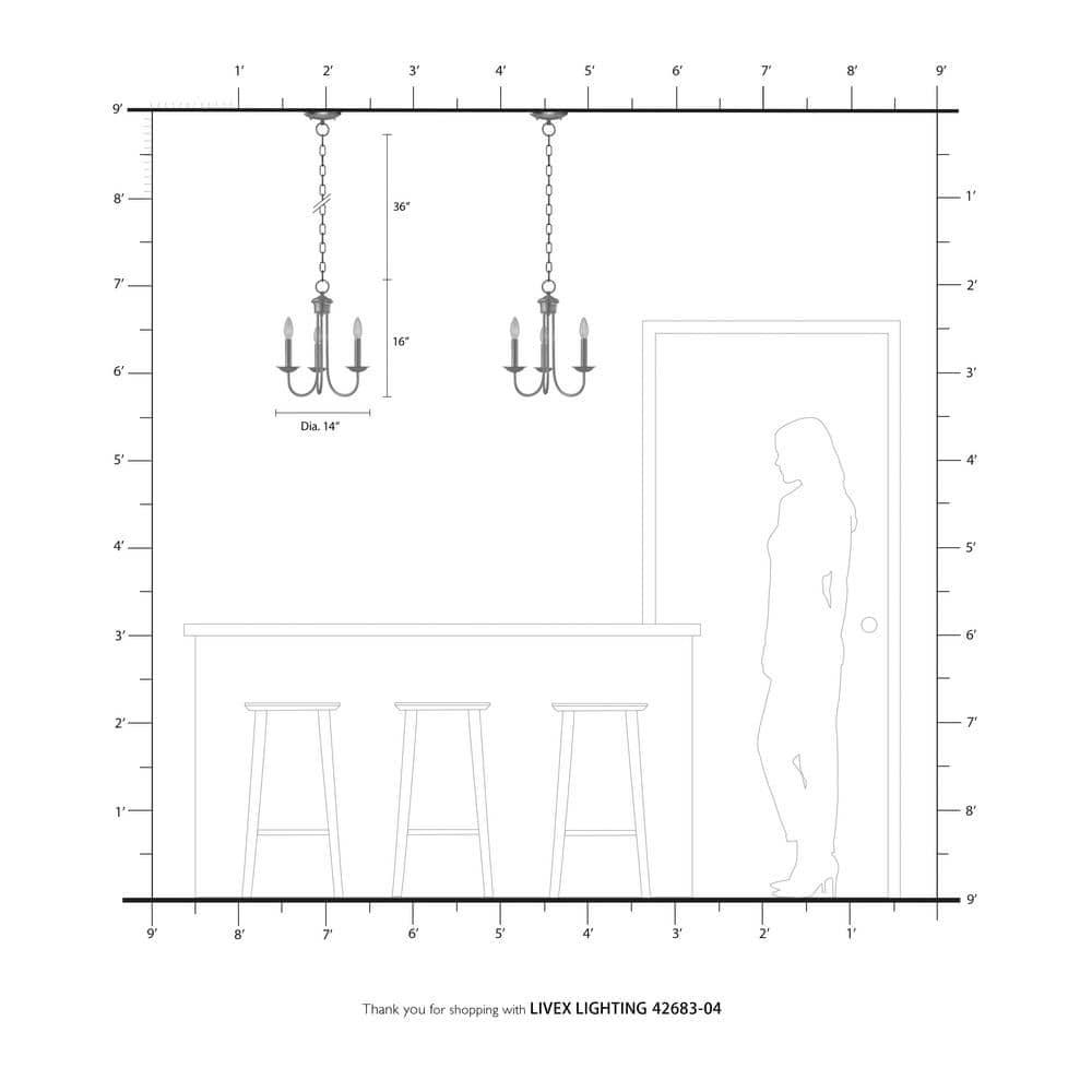Livex Lighting Estate 3 - Light Chandelier in  Black