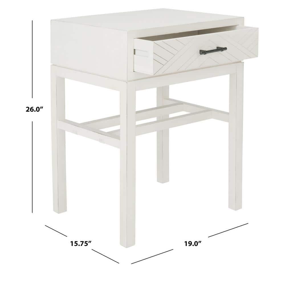 Ajana 1 Drawer Accent Table - Distressed White - Safavieh.
