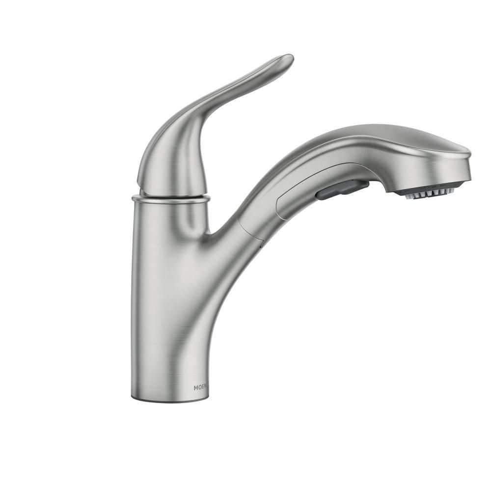 MOEN Brecklyn Single-Handle Pull-Out Sprayer Kitchen Faucet with Power Clean in Spot Resist Stainless