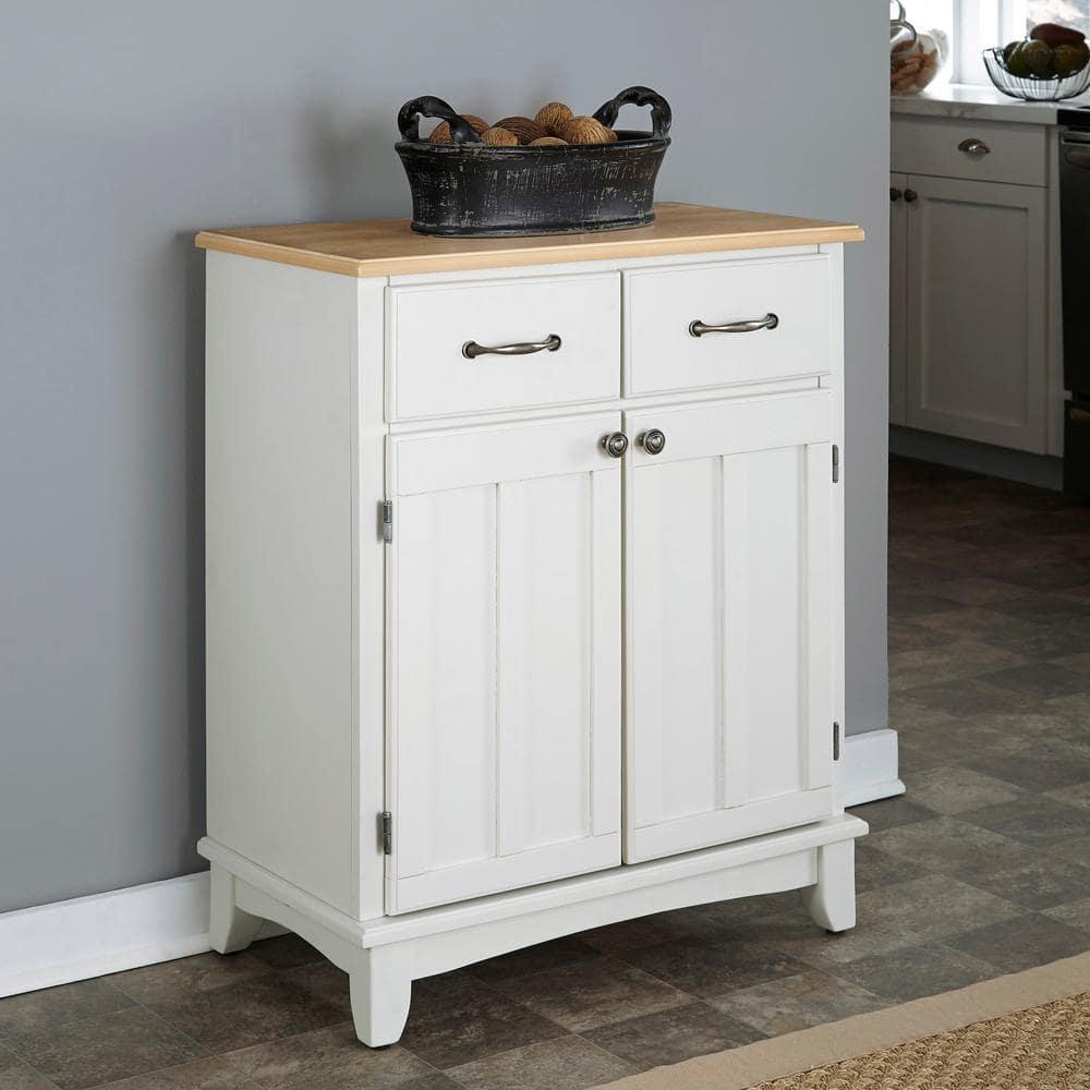 36" Sideboard Buffet Servers with Wood Top White - Home Styles: Traditional Style, Adjustable Shelves, Storage Cabinet