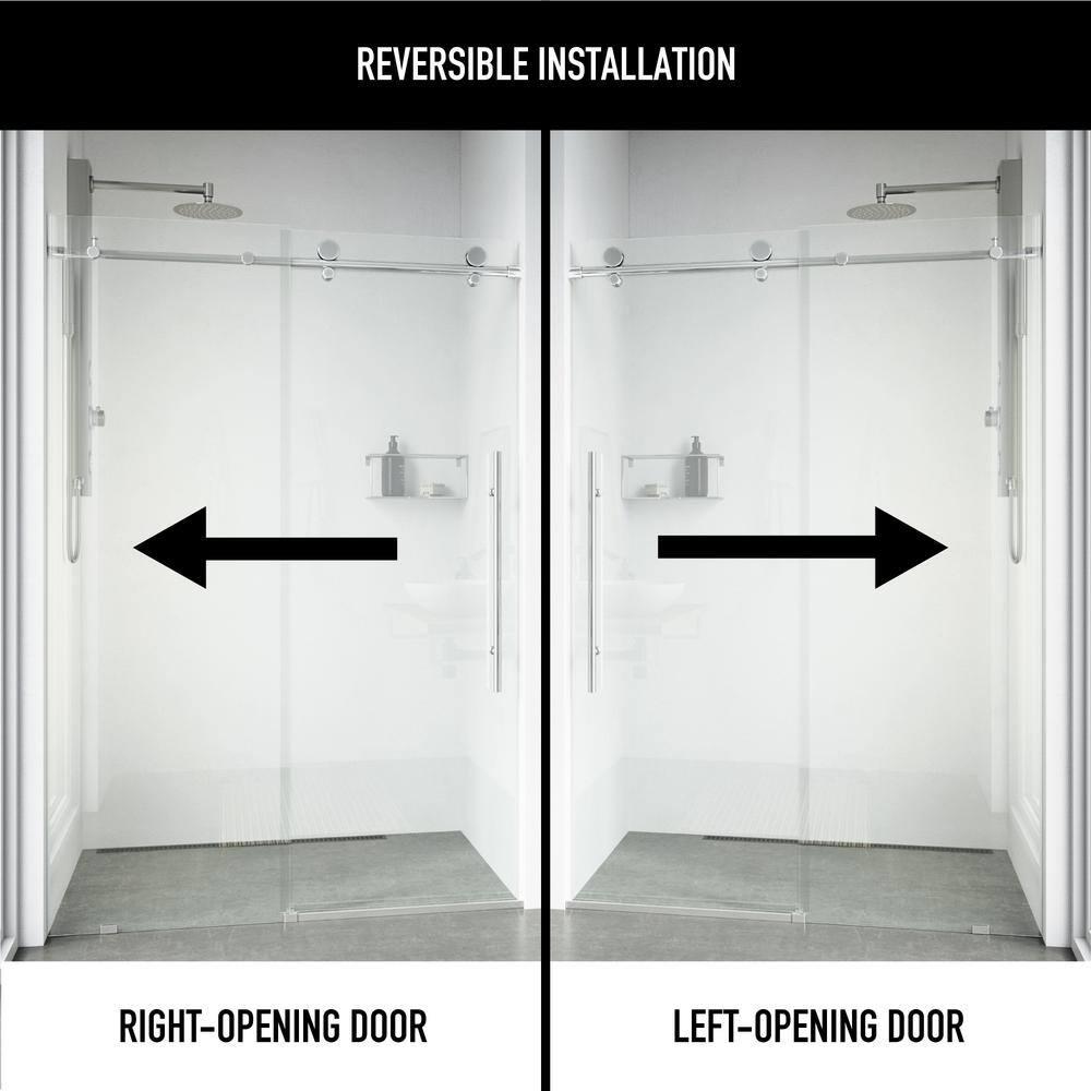 Elan E-Class 44-48" W x 76" H Sliding Frameless Shower Door with 3/8" Clear Glass
