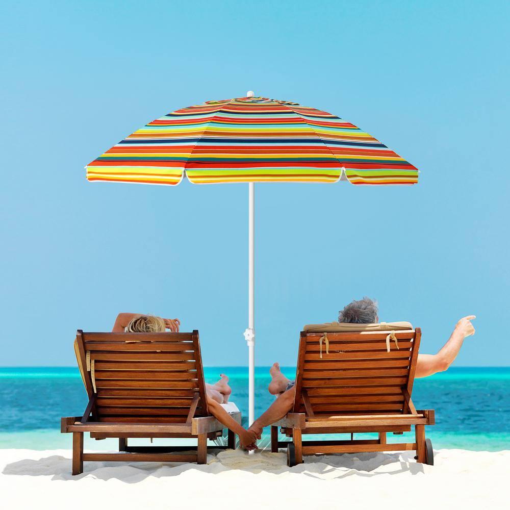 Topcobe 6.5 Feet Patio Beach Umbrella with Waterproof Polyester Fabric, Sunbrella Umbrella Outdoor Patio, Orange