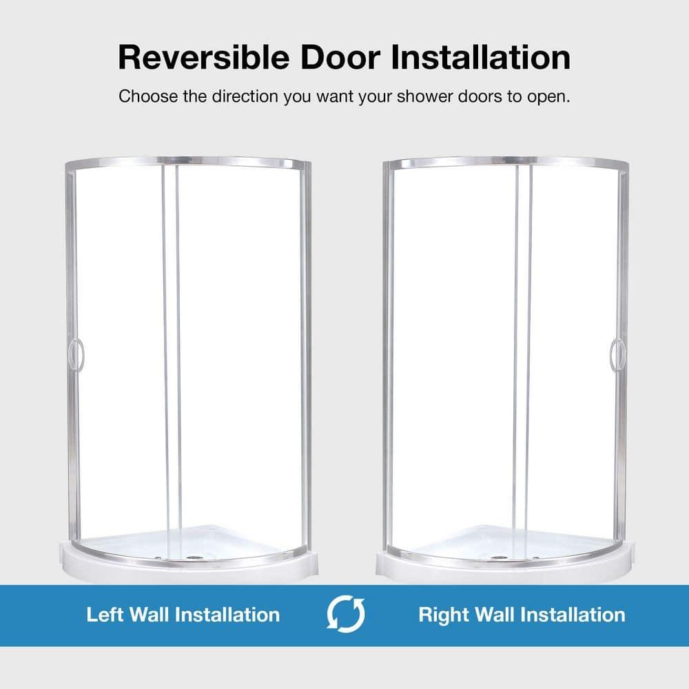 OVE Decors Breeze Premium 33 in. Framed Round Shower Kit w/ Clear Glass, Base