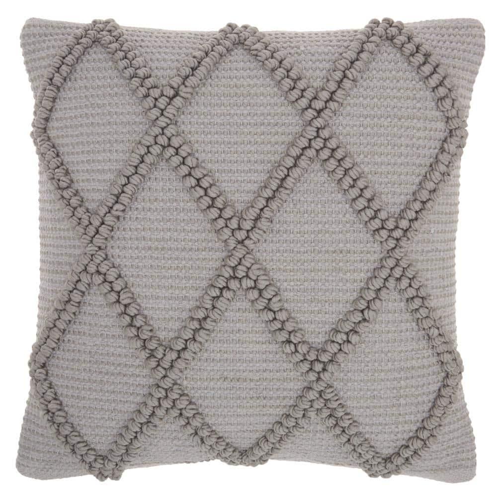 18"x18" Life Styles Diamond Lattice Square Throw Pillow Light Gray - Mina Victory: Cotton Blend, Indoor Decorative Cushion