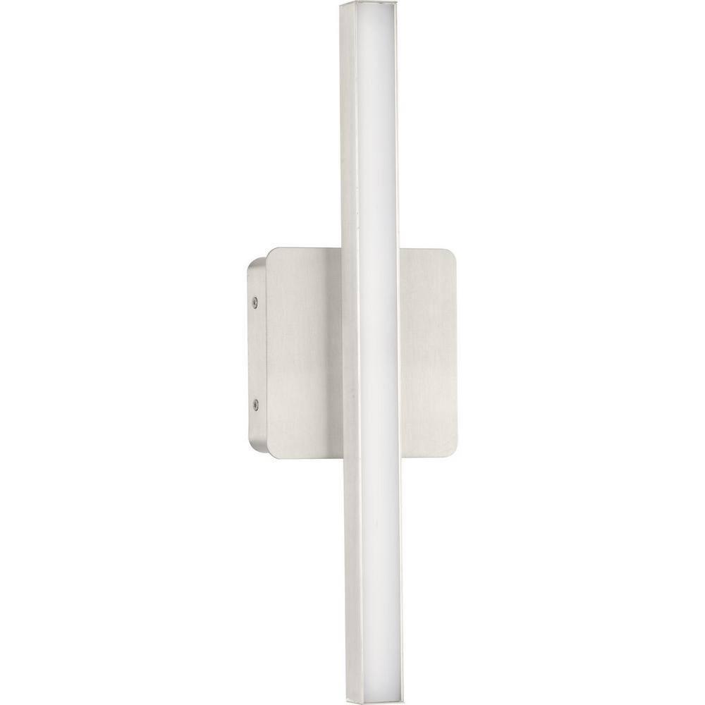 Progress Lighting Phase 4 1-Light LED Linear Vanity Light, Brushed Nickel, Rectangular Acrylic Shade