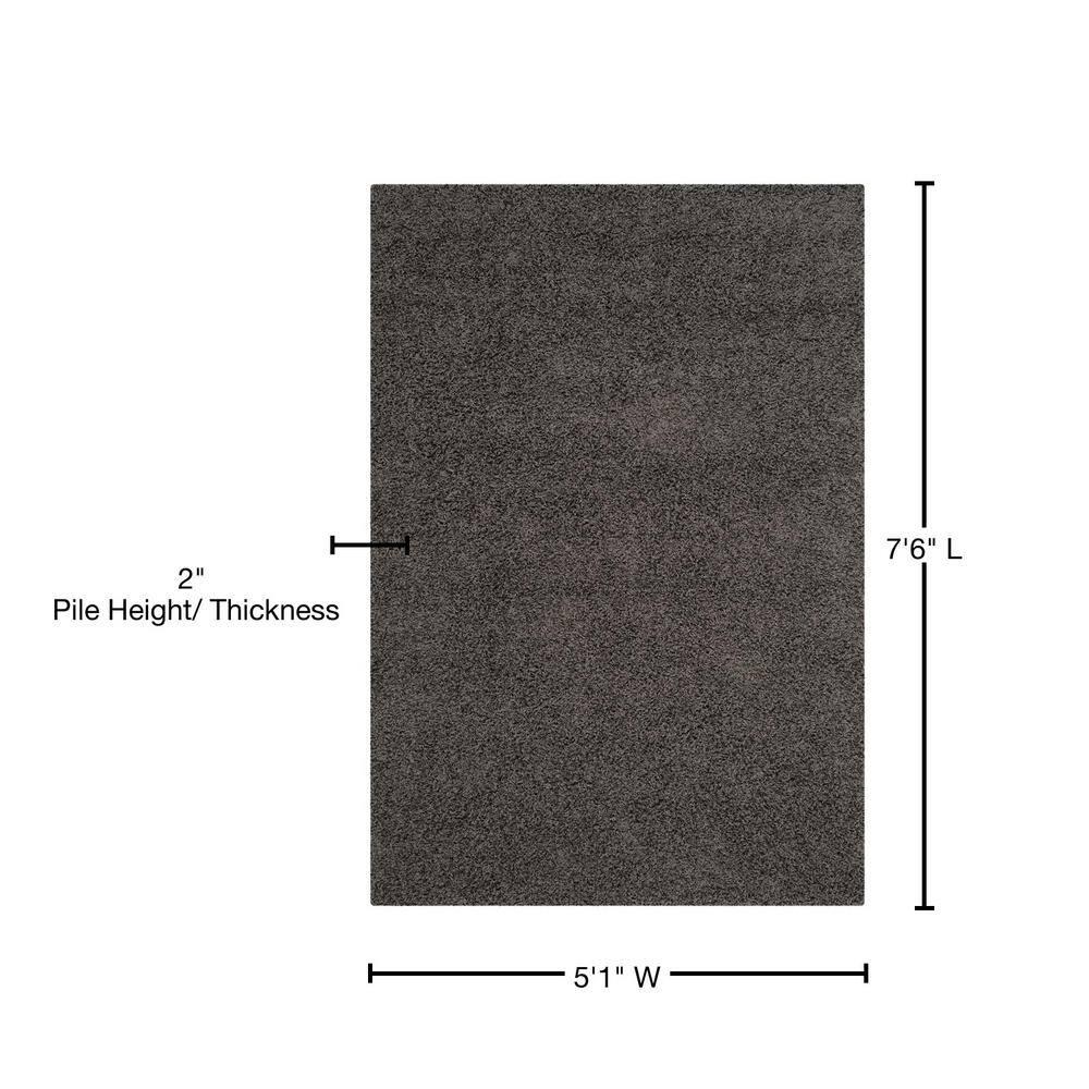 Athens Shag SGA119 Power Loomed Indoor Area Rug - Dark Grey - 5'1"x7'6" - Safavieh